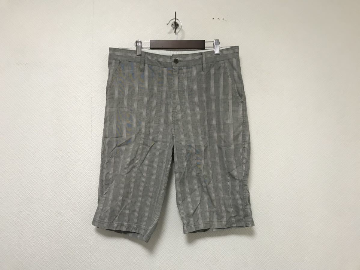 本物グローバルワークGLOBALWORKコットンチェック柄ハーフショートデニムパンツビジネススーツアメカジメンズミリタリーサーフグレーL拍卖