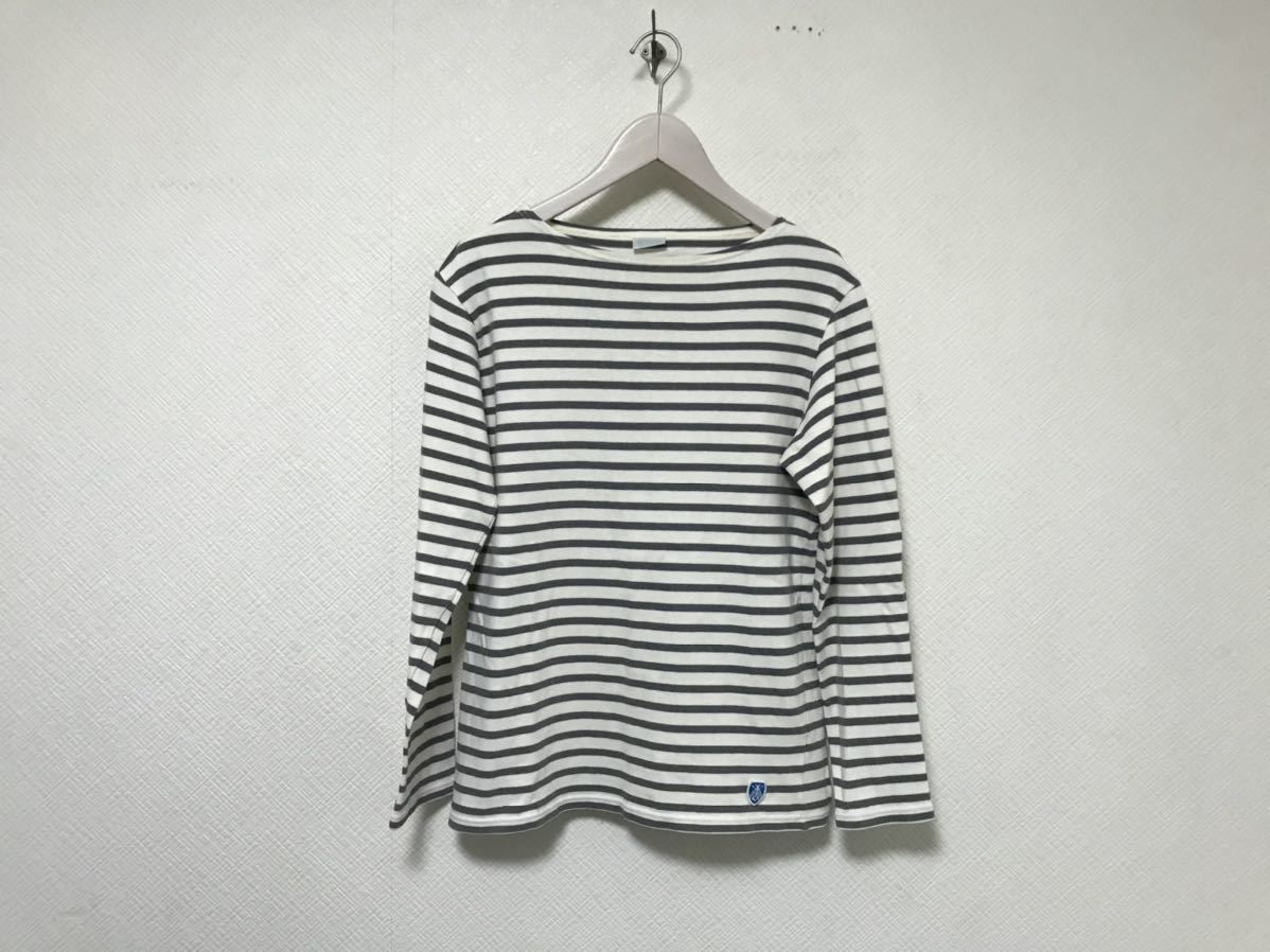 本物オーシバルORCIVALオーチバルボーダー柄コットン長袖TシャツロンTメンズアメカジサーフストリート3Sグレー白フランス製バスクシャツ拍卖