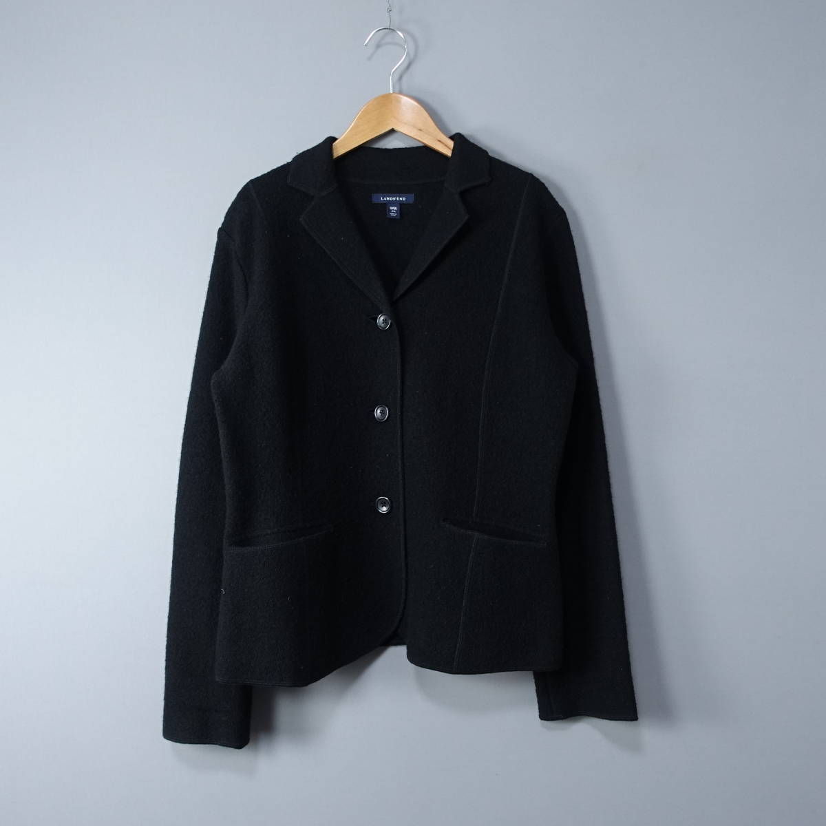 美品*LANDS'END/ランズエンド/11AR/ウール100%ジャケット/ブラック/黒/レディース/長袖拍卖