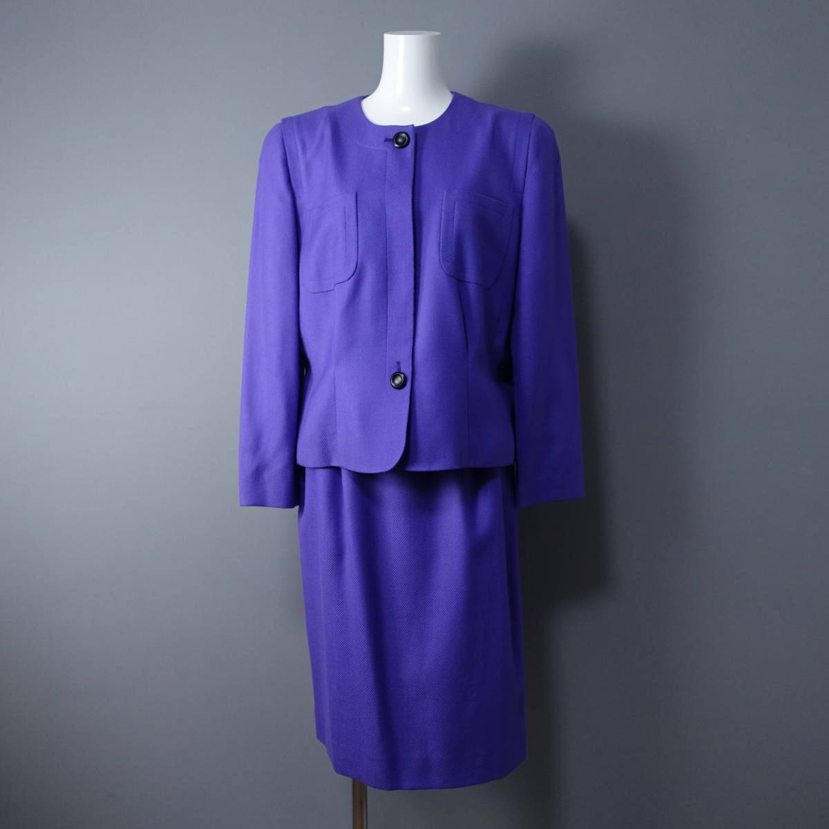 ★訳あり★jun ashida/ジュンアシダ /11/肩パッド/ウール100%セットアップ/パープル/紫/レディース/スーツ/ジャケット/オールド拍卖