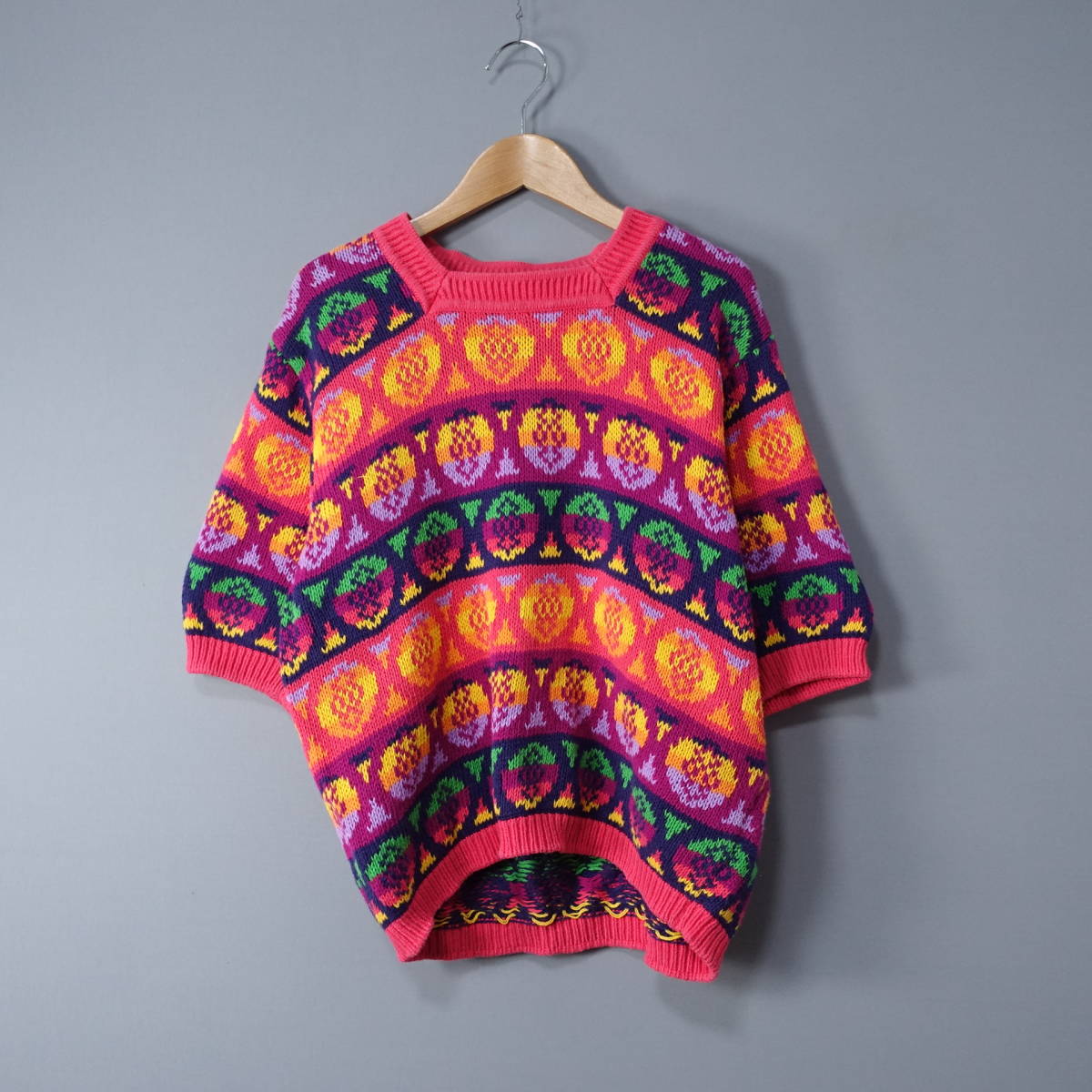 BENETTON/ベネトン/イタリア製ニット/マルチカラー/セーター/レディース/半袖/トップス拍卖