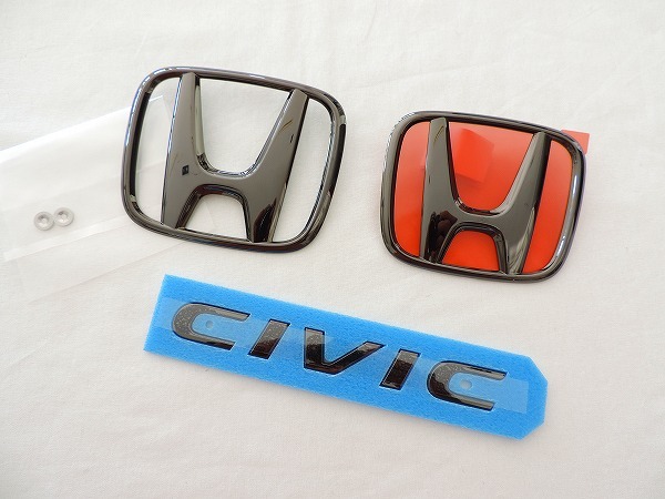 ホンダ純正 FK7 シビック用 ブラッククローム調 エンブレム 3点セット ホンダエンブレム Hエンブレム Hマーク ホンダマーク ハッチバック拍卖