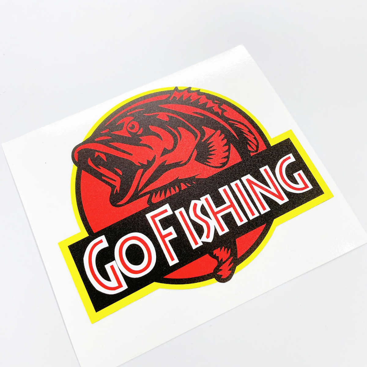 釣り ステッカー GO FISHING 7cm 車 おもしろ パロディ釣り好きステッカー バス釣り 自己主張 カーステッカー拍卖