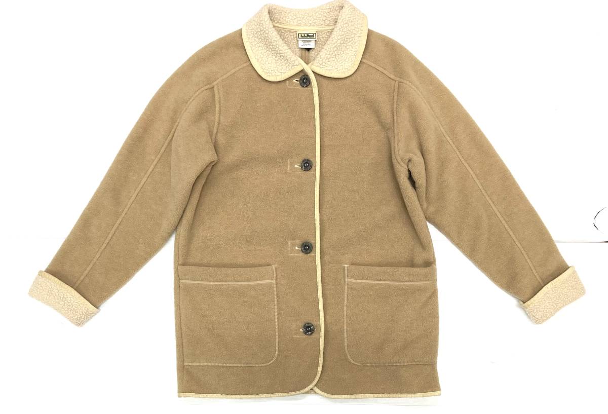 80~90s USA製 LL bean フリース コート ベージュ S LLビーン ジャケット ボア パイル拍卖