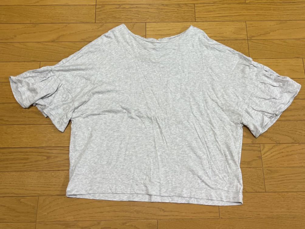 送料無料■studio CLIP スタジオ クリップ ライトグレー フリル袖 カットソー サイズF拍卖