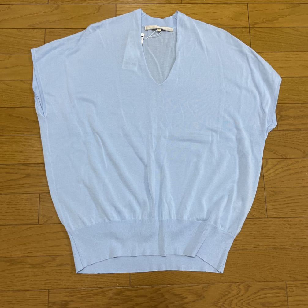 送料無料■タグ付 未使用 自由区 ライトブルー Vネック ニット プルオーバー サイズ44拍卖