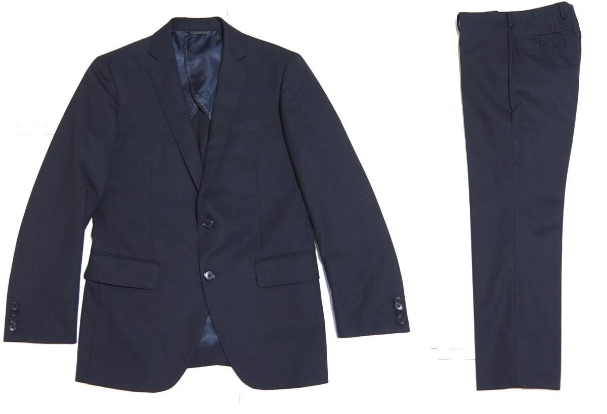 スーツカンパニー COMMUTECH CLASSIC サステナウール シャドーストライプ スーツ 紺 165cm-8Drop セットアップ 116104-MM拍卖