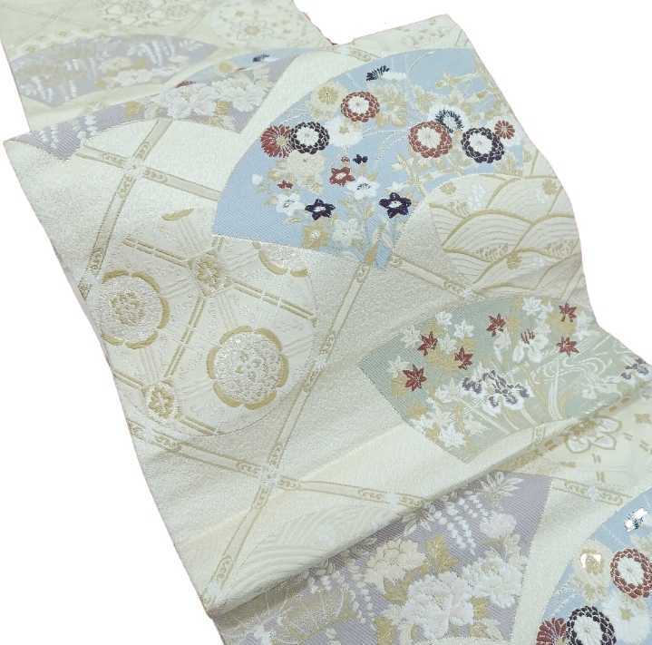 鋤⑧)六通柄 袋帯 フォーマル 成人式 式典 和装小物 着物 帯 ベージュ (22117)拍卖