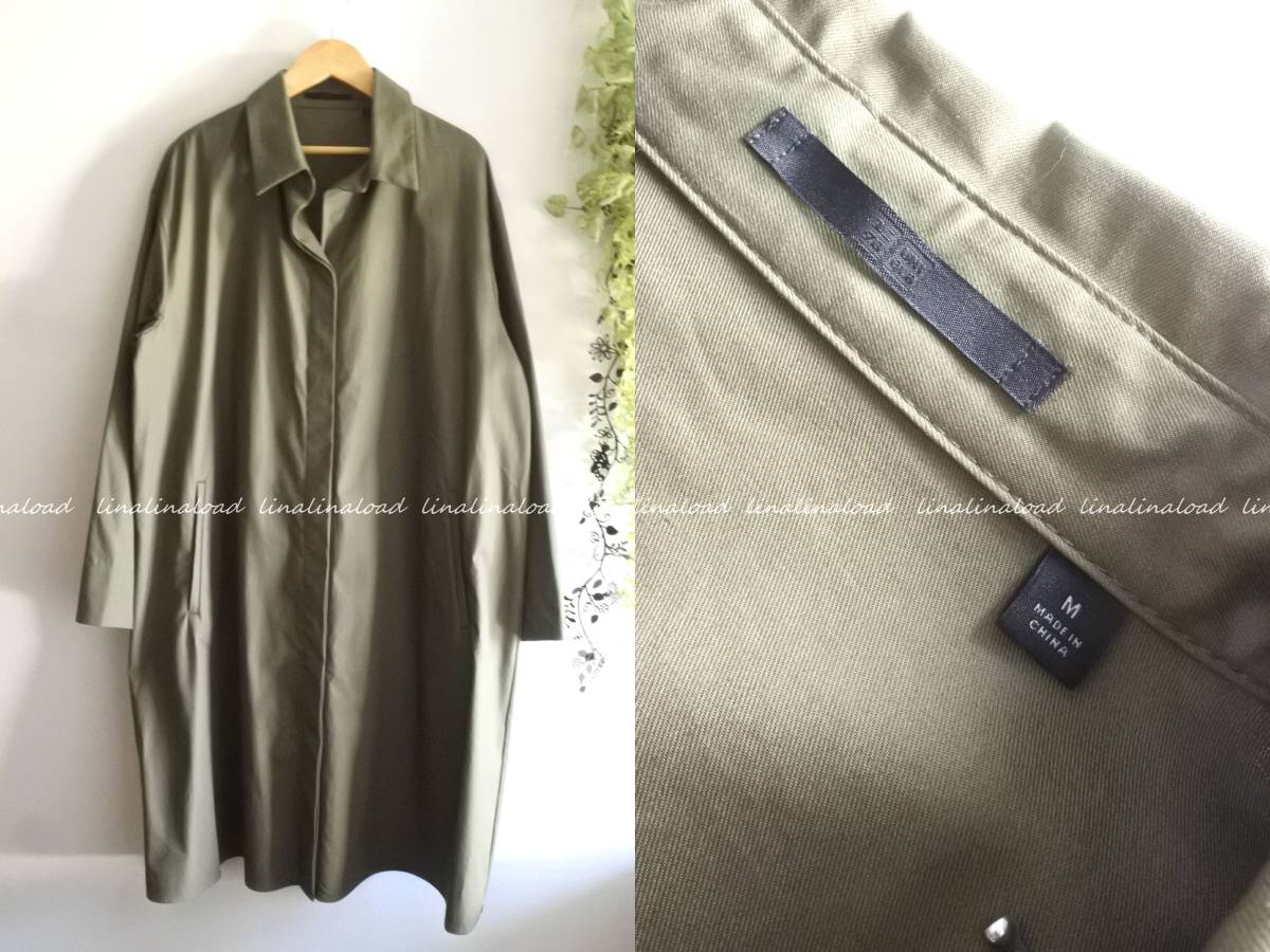 未使用 ユニクロ* ツイルコットン シャツコート オリーブ ワンピースにも 羽織 ゆったりМ拍卖