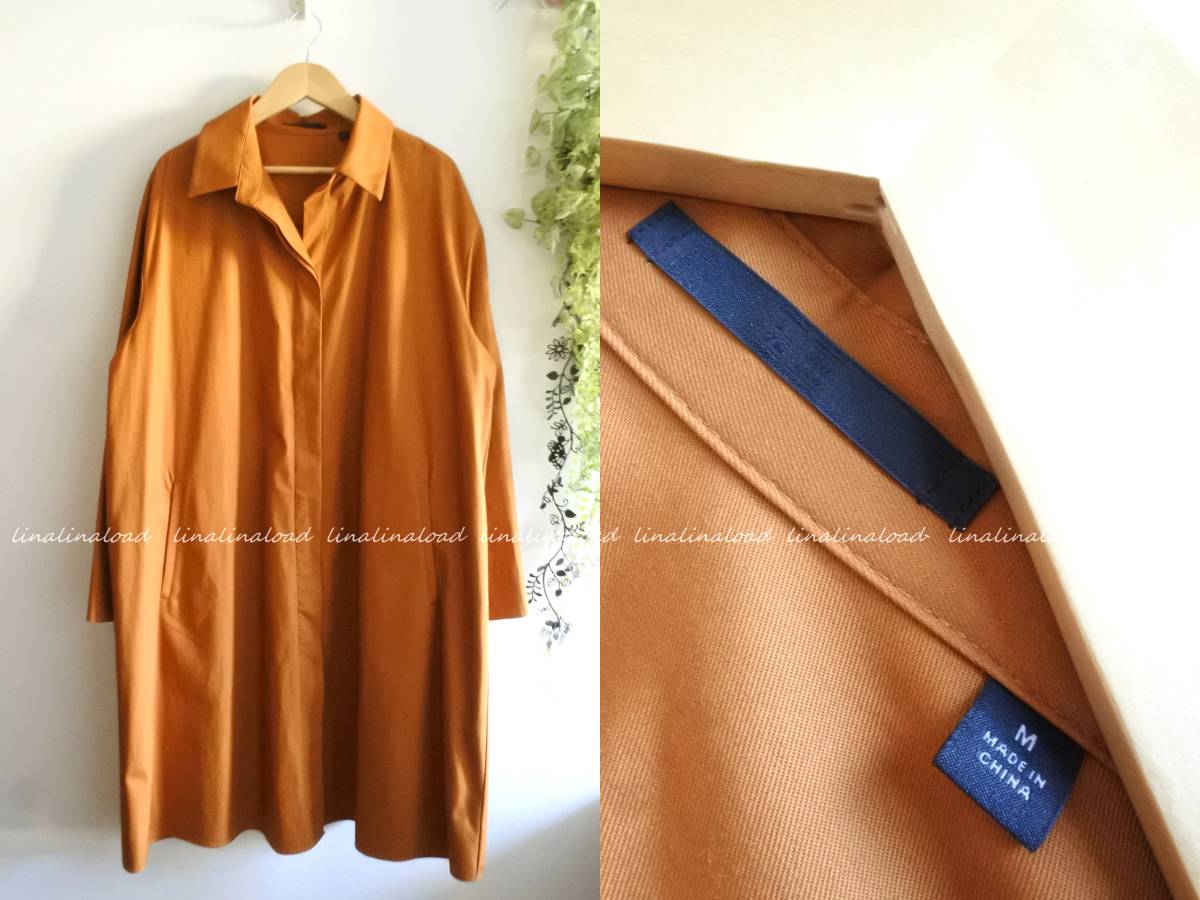 未使用 ユニクロ* ツイルコットン シャツコート オレンジ ワンピースにも  羽織 ゆったりМ拍卖