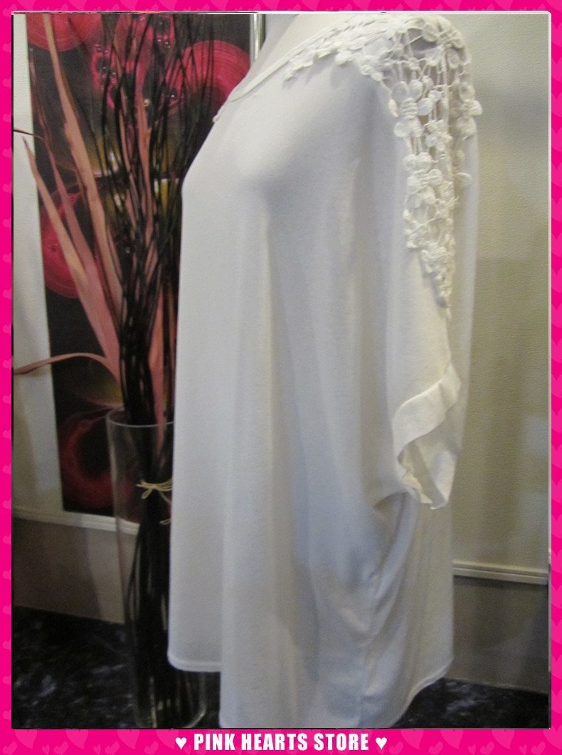 新品レディース◇Edge line 肩レース半袖トップス M オフホワイト 14-5783拍卖