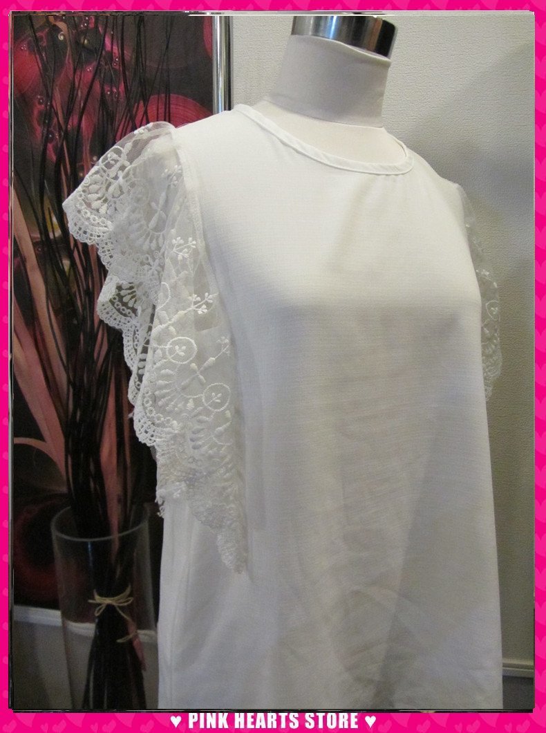 新品レディース◇Edge line 袖レースブラウス オフホワイト M 14-6188A拍卖