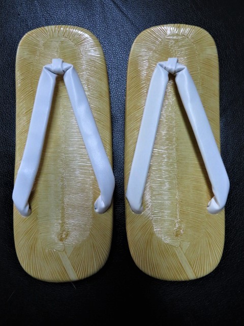 ★送料無料・新品★ 黄草表白二枚芯合皮底雪駄 L寸拍卖