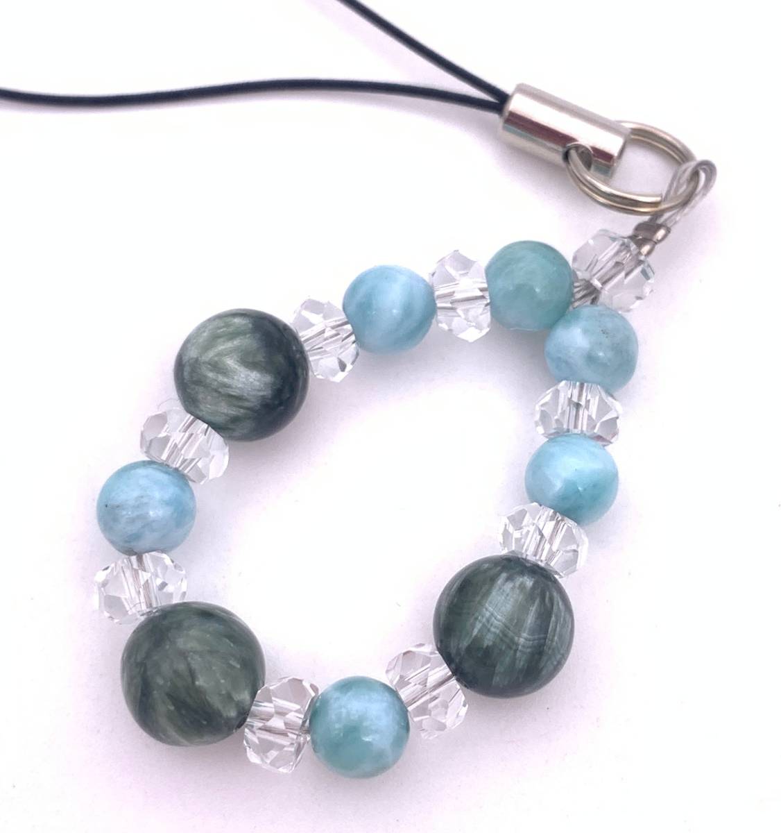 天然石ラリマー&セラフィナイトのストラップ拍卖