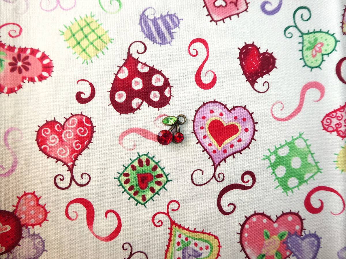 即決★USA RJRハート柄生地ホワイト★復刻レトロ30’sバレンタイン拍卖