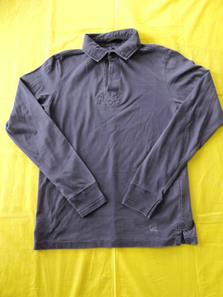 ●カンタベリー 長袖 ラガーシャツ S ネイビー 160~170 ラグビーシャツ拍卖