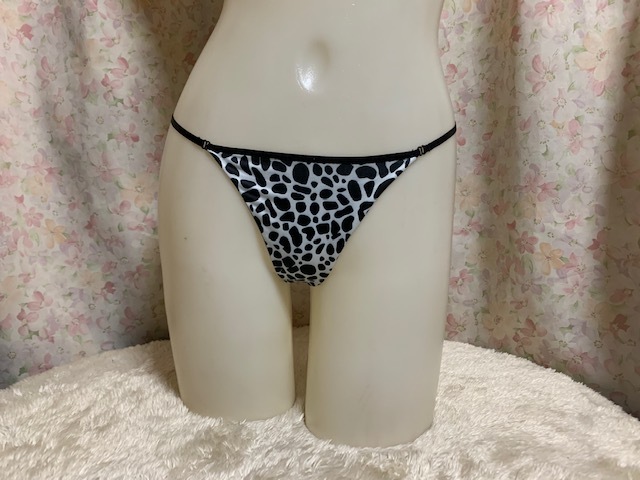 ★シームレス黒紐白ヒョウ柄 Gストショーツ★8-2拍卖