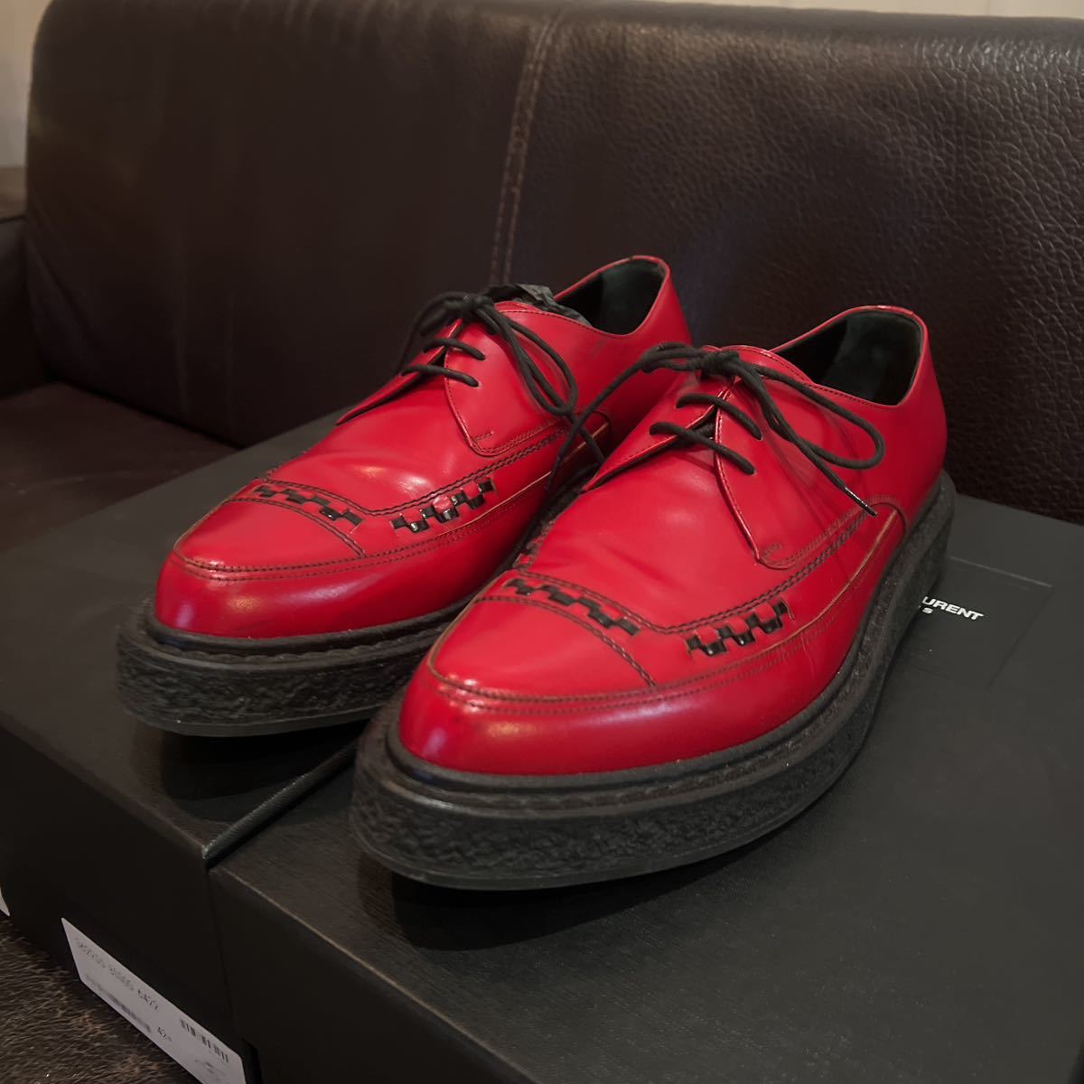 14AW SAINT LAURENT PARIS HEDI SLIMANE クリーパーシューズ 42 1/2 (27.5cm)テディボーイ モッズ 厚底 サンローランパリ エディスリマン拍卖