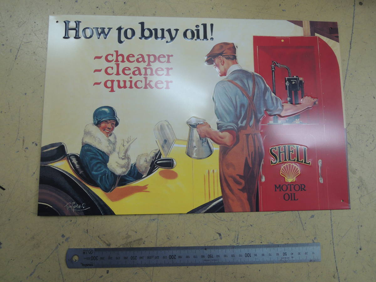 シェル SHEL ② イギリス製看板 約40cm×約30cm ガレージに 拍卖