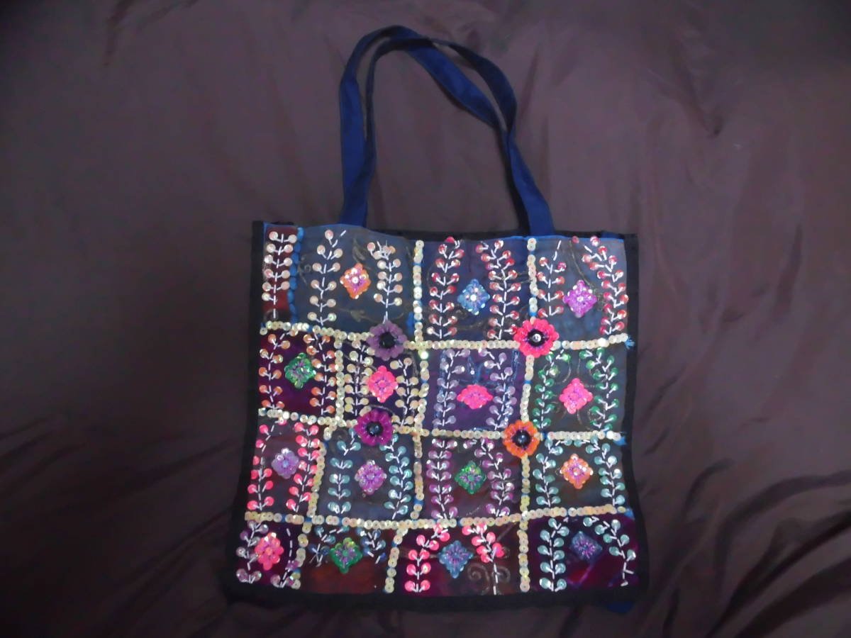 ☆ビーズのトートバッグ☆高さ33cm・巾44cm・マチ7cm拍卖