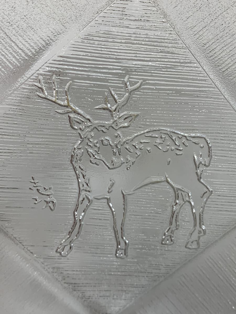 1円スタート 棟方志功 ガラス皿 白鹿 シカ 鹿 3枚セット 未使用拍卖