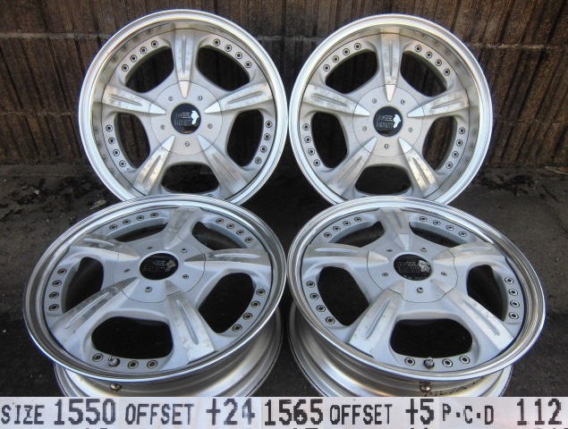 美品 深リム LEON HARDIRITT 5&6,5J off+24&5 PCD112 3穴 スマート用♪拍卖