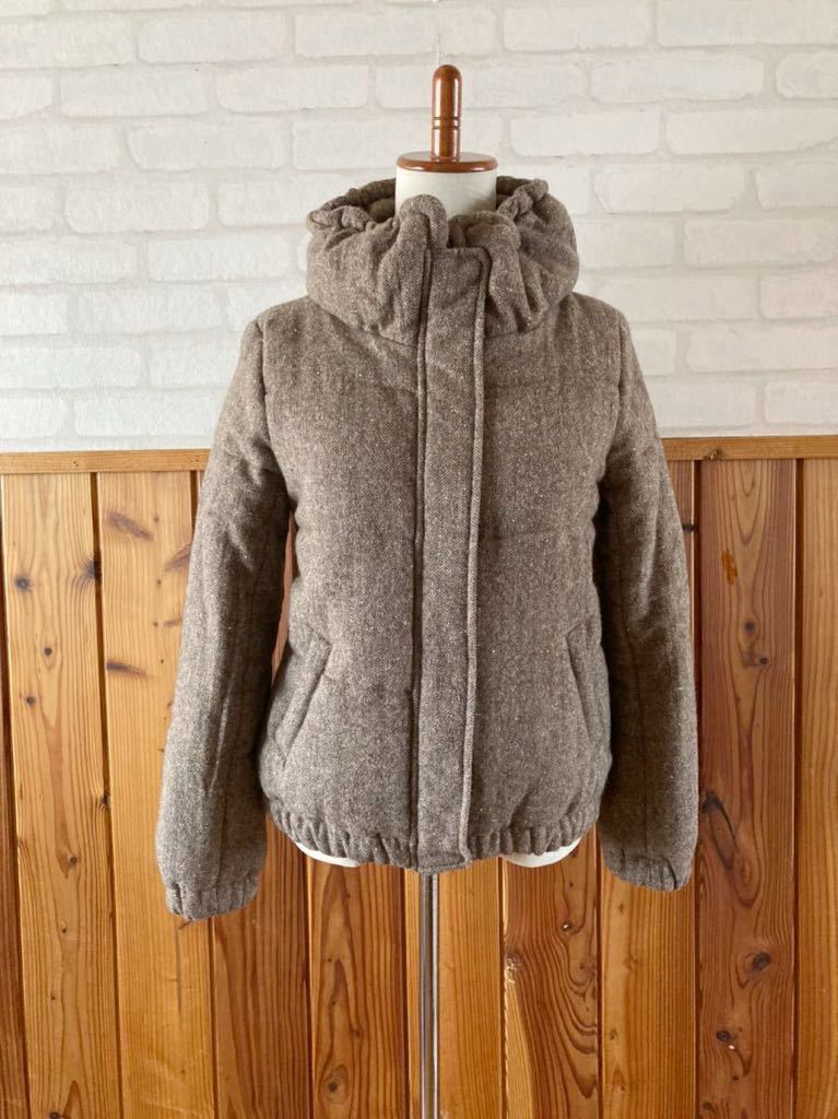 earth music&ecology レディース 中綿ジャケット Sサイズ ブラウン系 スタンドカラー ハイネック 防寒着 アウター ブルゾン ナチュラル拍卖