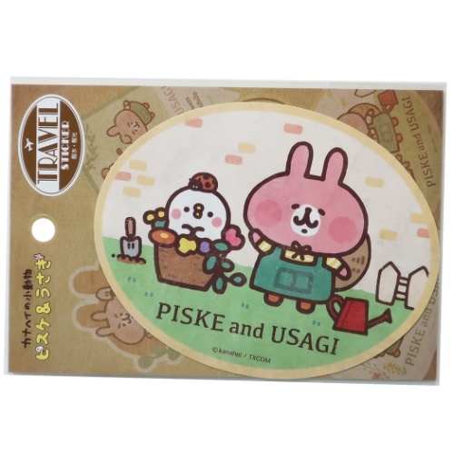 ★新品 カナヘイの小動物 トラベルステッカー ピスケとうさぎのフラワーガーデニング No5 Kanahei うさぎとピスケ拍卖