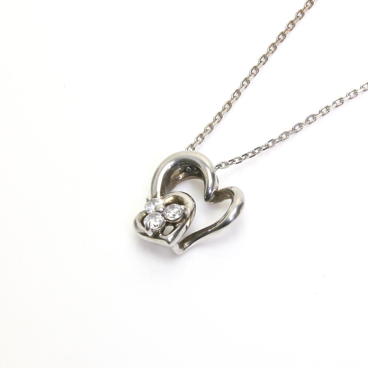 クレージュ シルバー 925 ネックレス ハート ラインストーン 拍卖