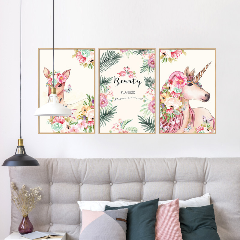 ウォールステッカー YB172 花の鹿 葉 癒す DIY 壁紙 インテリアシート 剥がせるシール 送料無料拍卖