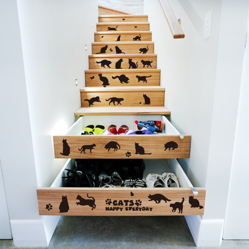 ウォールステッカー YB175 クロネコ 愛猫 動物 癒す DIY 壁紙 インテリアシート 剥がせるシール 送料無料拍卖