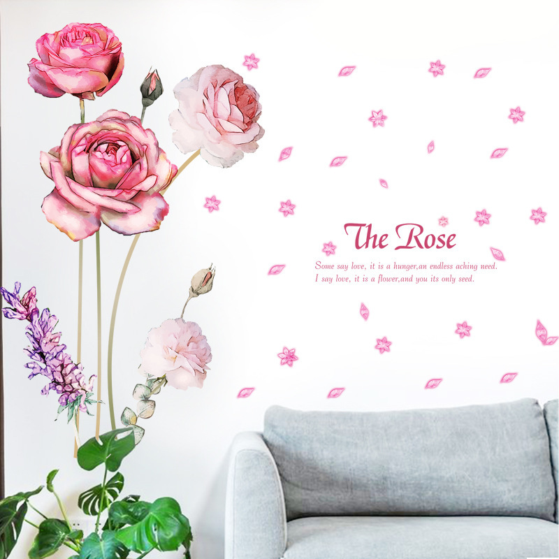 ウォールステッカー YAC057 ピンクバラ ロマンス 癒す DIY 壁紙 インテリアシート 剥がせるシール 送料無料拍卖