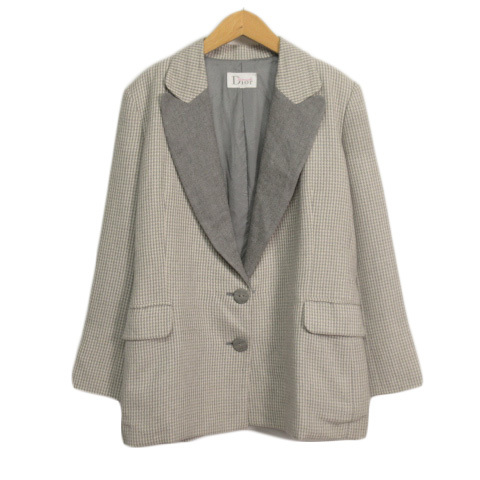 マドモアゼルディオール Mademoiselle Dior ヴィンテージ ジャケット テーラード 千鳥格子 ウール 国内正規 グレー レディース拍卖