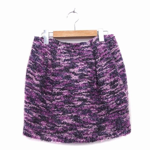 ラ トータリテ La TOTALITE スカート タイト ミニ 総柄 36 パープル 紫 /KT13 レディース拍卖