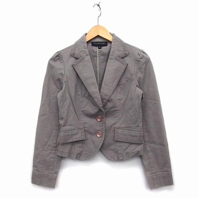 ジルスチュアート JILL STUART テーラード ジャケット デニム グログランテープ スリット S グレージュ /HT29 レディース拍卖