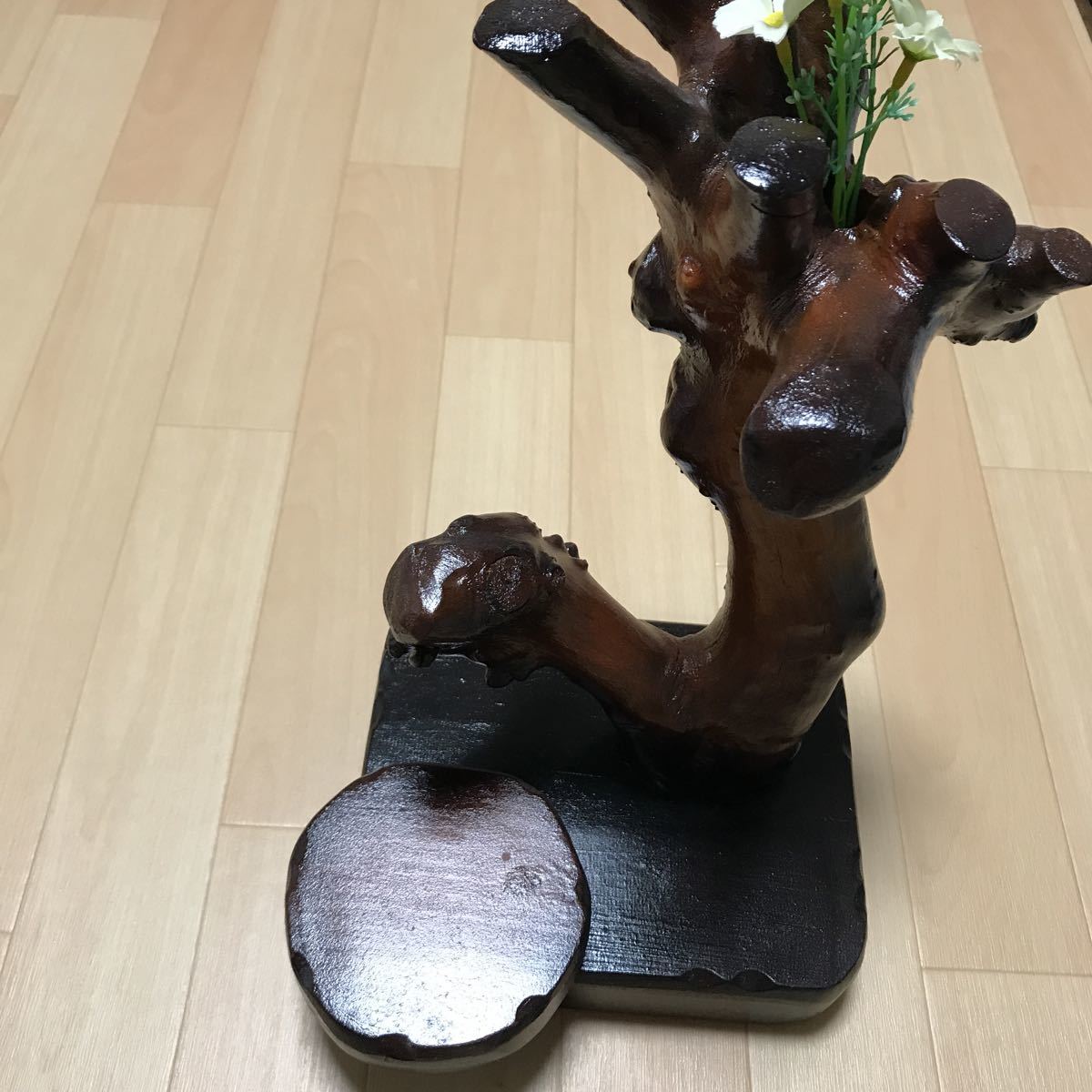 木製 飾り台 置物 インテリア ハンドメイド 新品 飾り台付き 一点物 た拍卖
