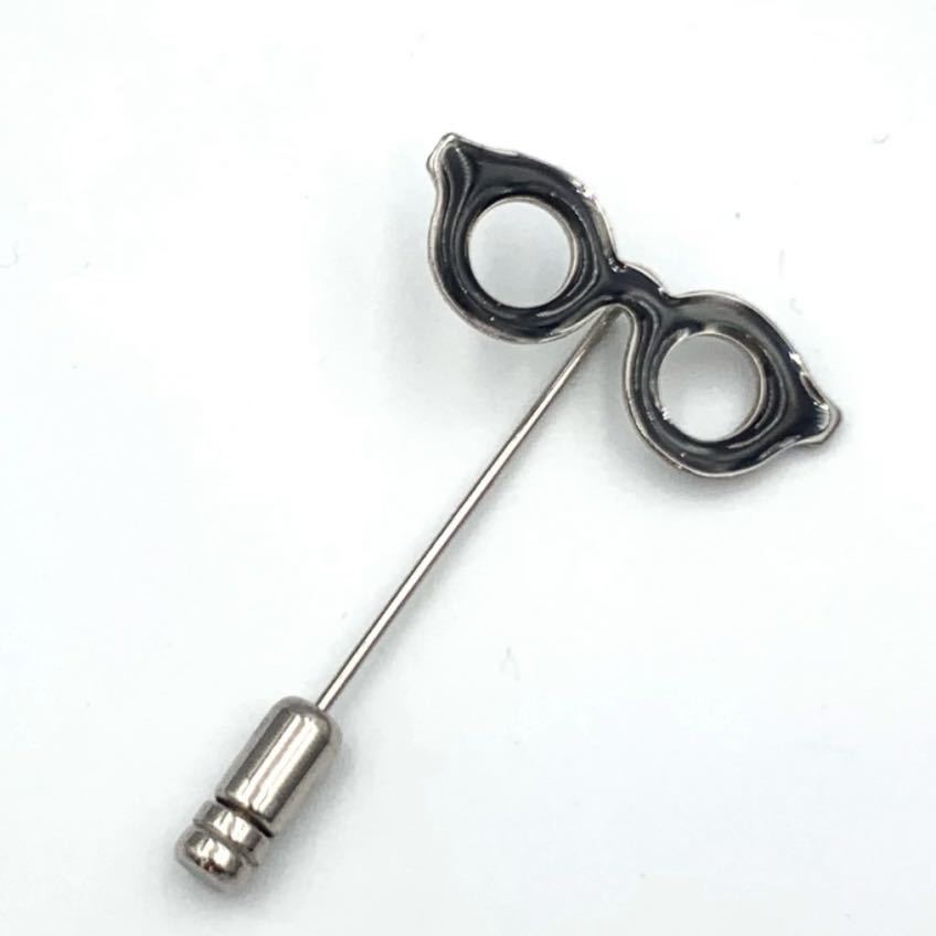 【美品】眼鏡 メガネ ラベルピン めがね ピン ブローチ ブラック 中古拍卖