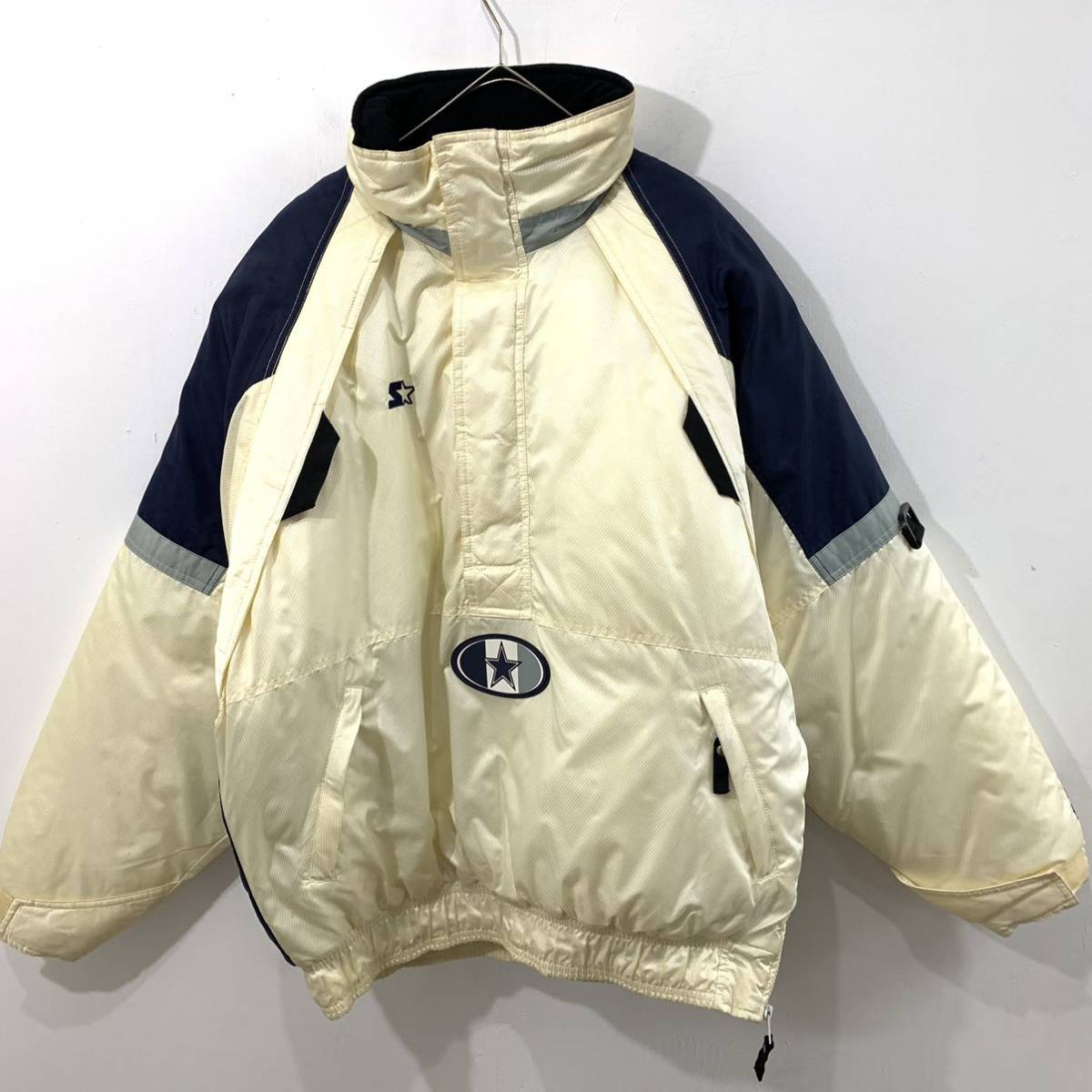 NFL PROLINE STARTER ナイロンジャケット ハーフジップ アノラックパーカー 中綿 肉厚 刺繍 フード収納可 スターター【送料一律/同梱可能】拍卖