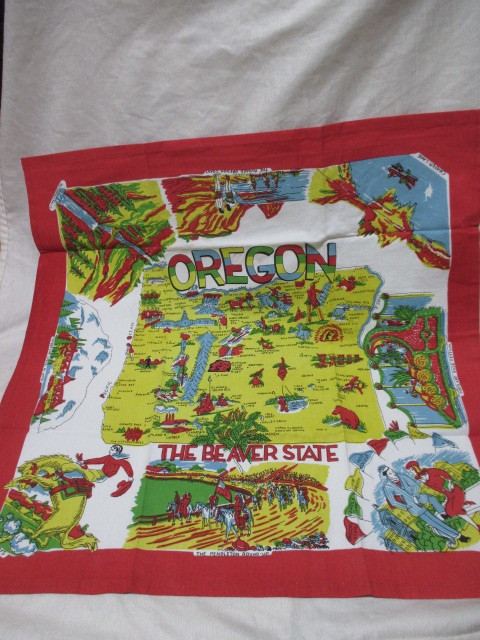 即決★OREGON オレゴン オールド マップ クロス キッチンクロス タペストリー ビンテージ柄 拍卖