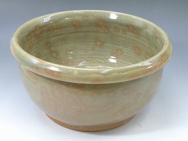 ▲10AB222▲在銘品 黄瀬戸 大鉢 直径33cm・金魚鉢大皿水盤古瀬戸江戸行灯骨董品古瀬戸骨董拍卖