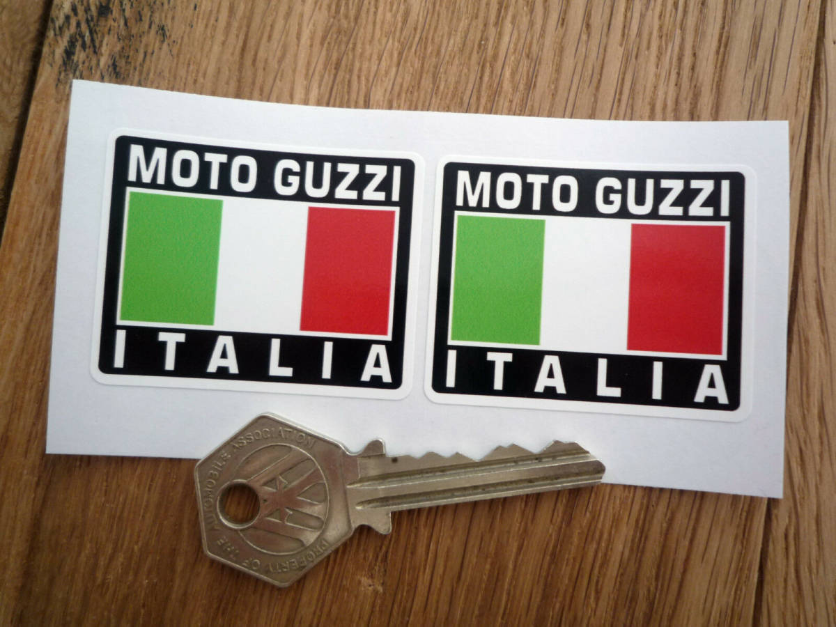 送料無料 MOTO GUZZI ITALIA Flag Sticker Decal モト・グッツィ ステッカー シール デカール 2枚セット 50mm x 40mm拍卖