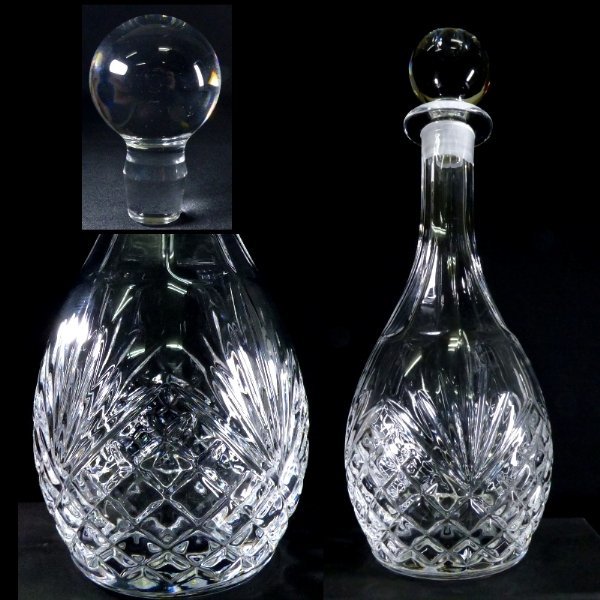 【 恵 #0222 】アンティーク クリスタル ガラスボトル デカンタ 検:クリスタルガラス/デキャンタ/クリスタルボトル/酒器拍卖