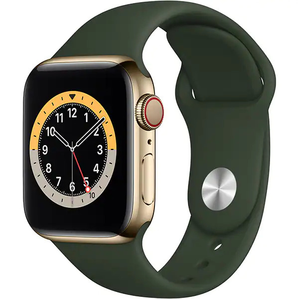 訳あり新品 Apple Watch Series 6 M06V3J/A GPS+Cellularモデル 40mmゴールドステンレススチールケースとキプロスグリーンスポーツバンド拍卖
