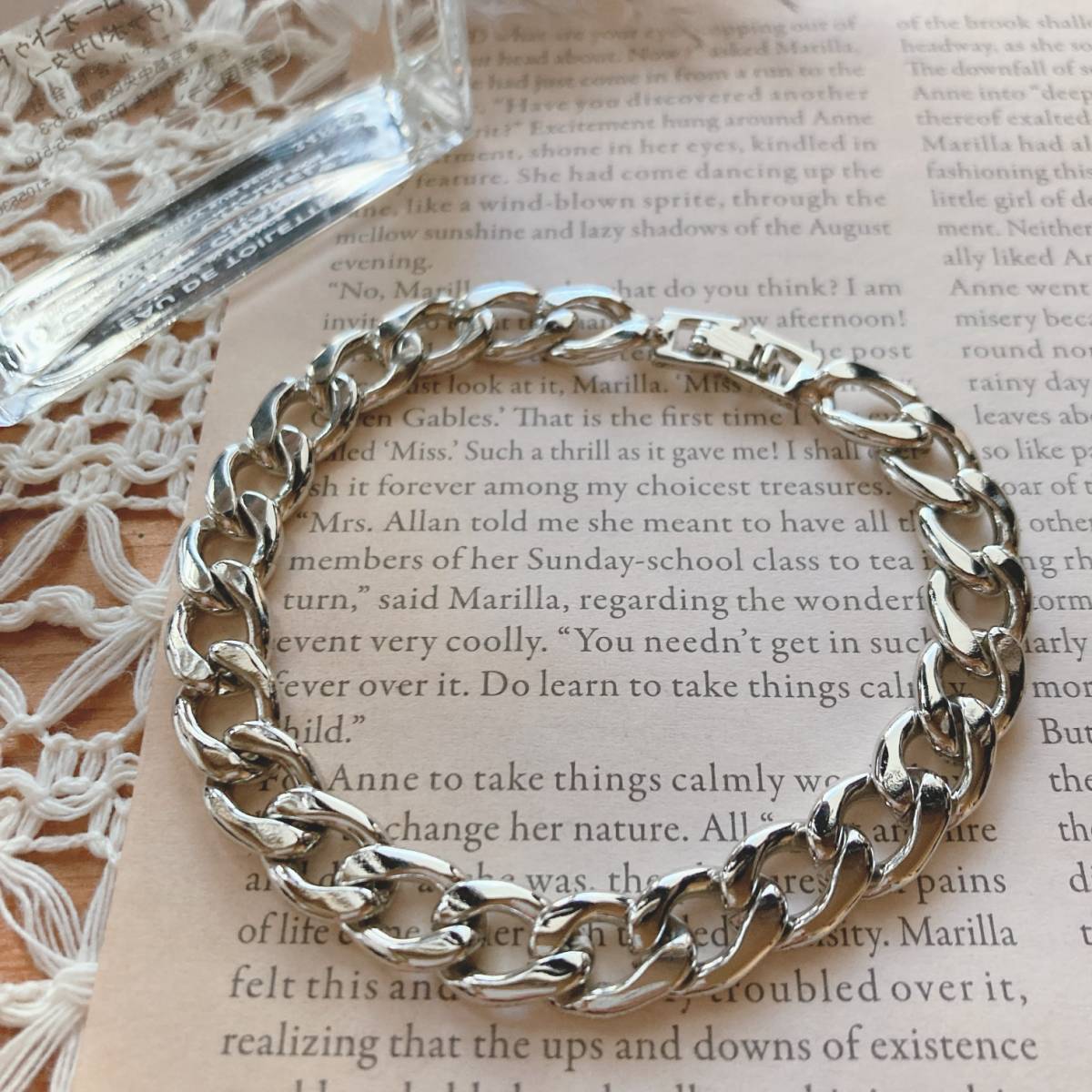 美品 シルバーブレスレット 太め チェーンブレスレット 高見え Japan Vintage jewelry accessories 0443拍卖