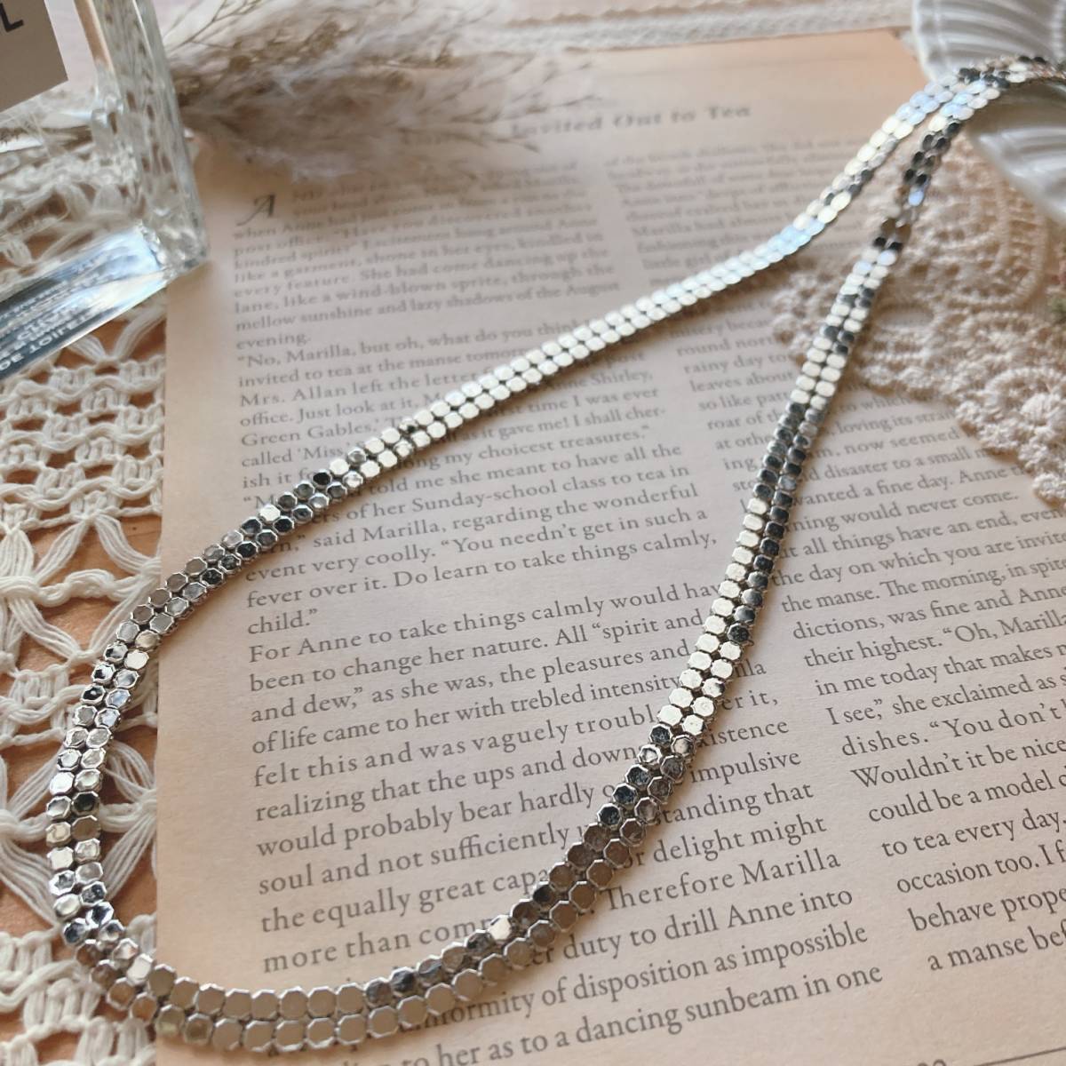 美品 スネークチェーンロングネックレス 平らなチェーン Japan Vintage jewelry accessories 0446拍卖