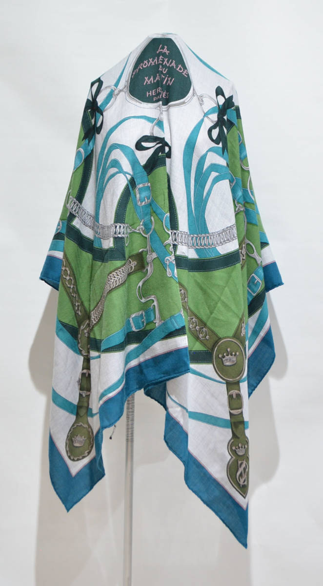 HERMES エルメス La Promenade du Matin 朝の散歩 カレ 140 カシミヤ シルク スカーフ ストール Y-27214B拍卖