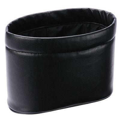 ゴミ箱 転倒防止のおもり付スリムダストミニ 本革調 ブラック【CZ305】拍卖