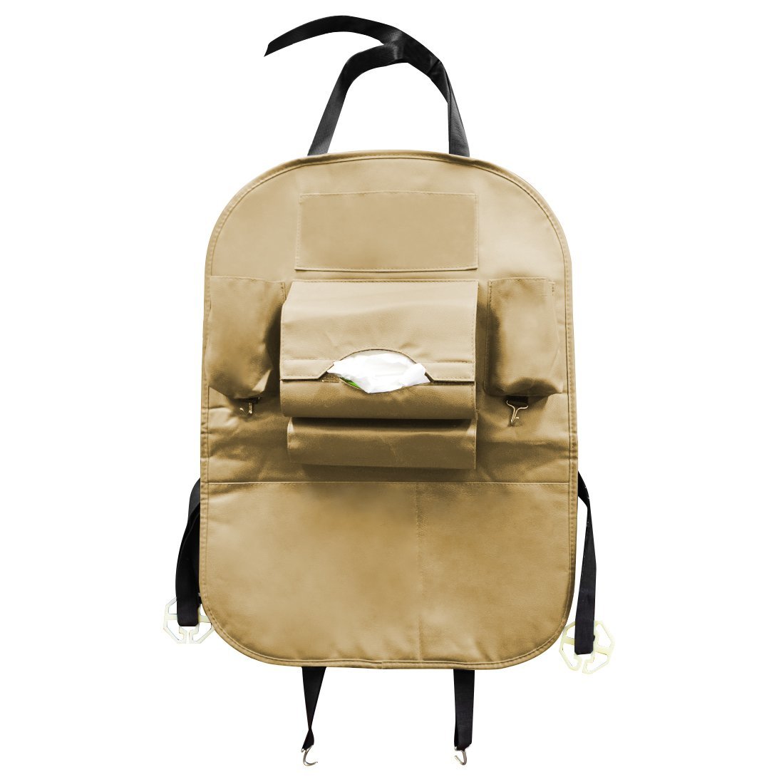 レザーカーシートバックバッグ 車収納袋 シート収納袋 車室内装飾 ポケット 後部座席 車用 大容量 ベージュ拍卖