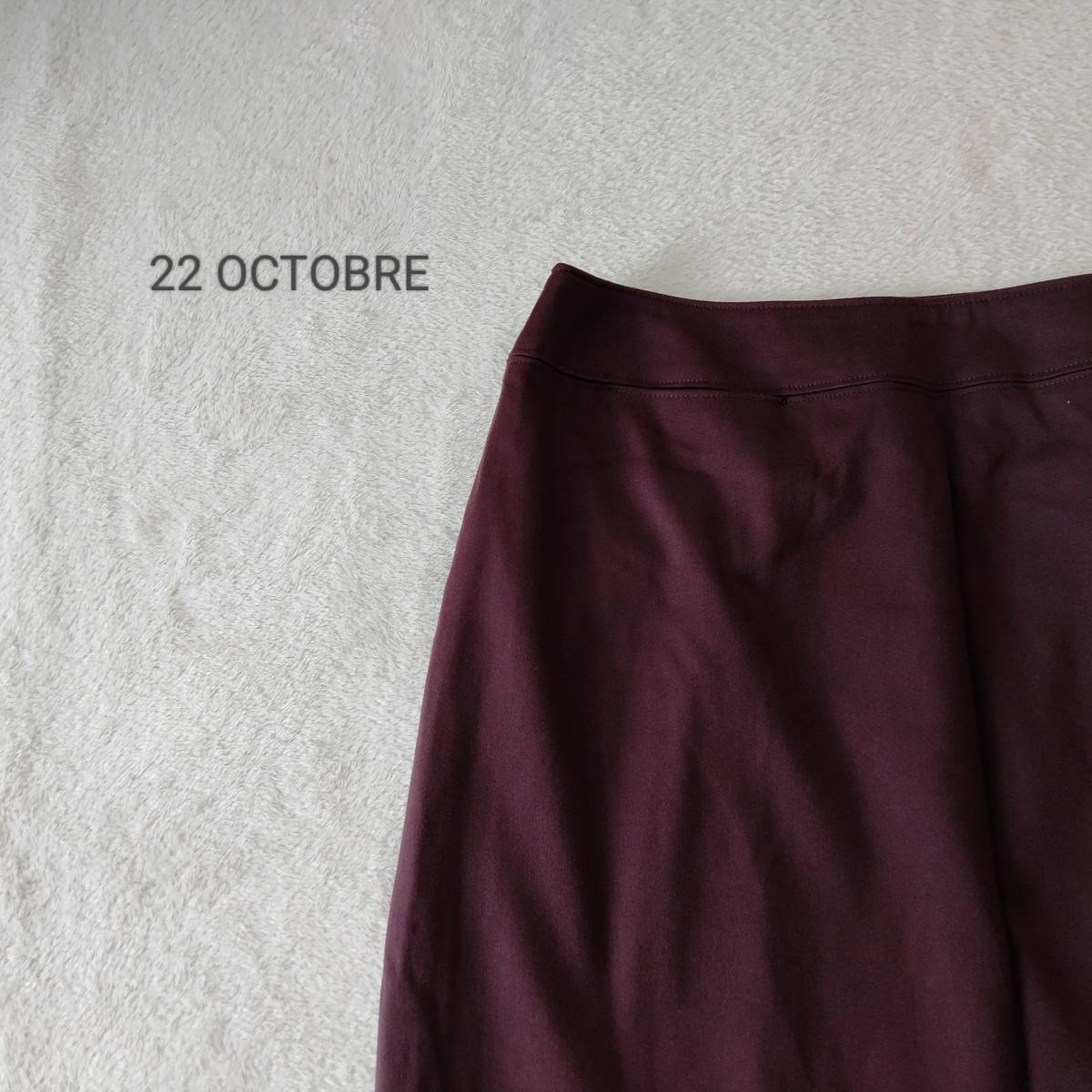 22 OCTOBRE ヴァンドゥーオクトーブル タイト スカート ボトムス 無地 ひざ/ミディ丈 ポケット スリット チョコレート サイズ40 SJJ153拍卖