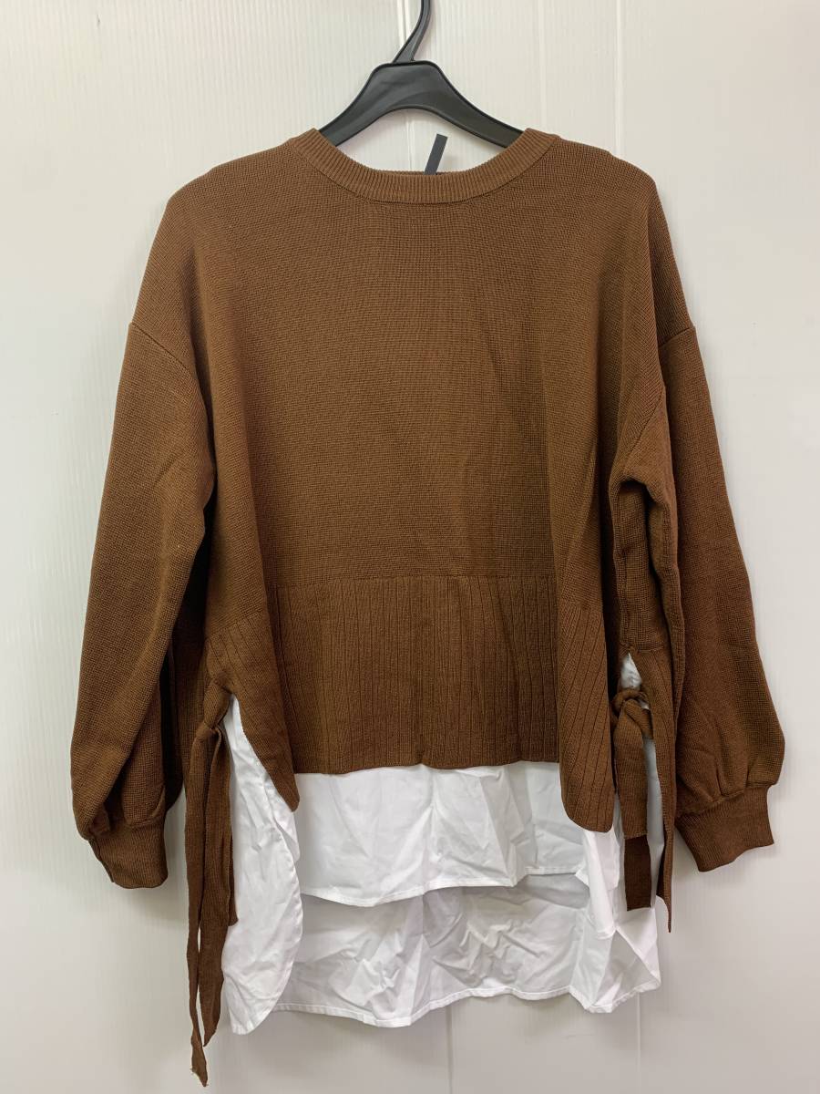 w606★HK WORKS LONDON 長袖重ね着風チュニック  サイズLL★秋拍卖
